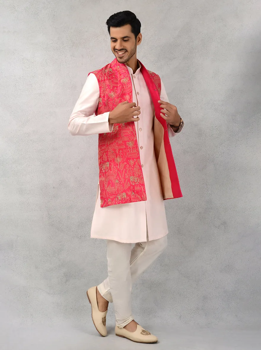 Bright Pink Bandhgala Jacket | TULA