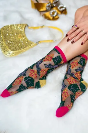 BROCADE JAGUAR SHEER SOCKS