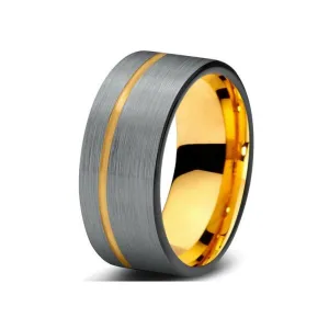 Brushed Silver Gold Tungsten Carbide Ring