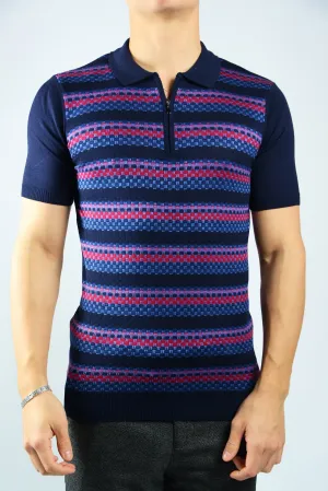 BUBBLE KNIT ZIP POLO