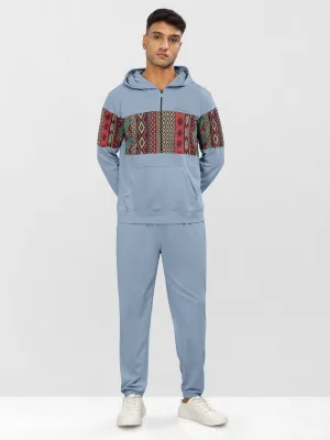 BULLMER Bluish Grey Trendy Clothing Set with Hoodie & Pants Co-ords for Men