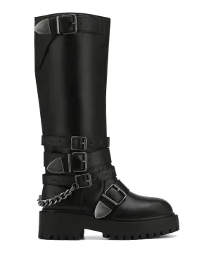 Buster Multi Buckle Black Leather