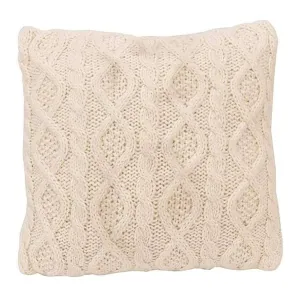 Cable Knit Throw Pillow in Cream