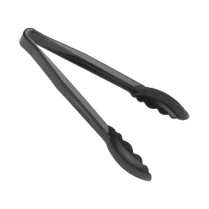 Cambro 9TGS110 Lugano Scallop Grip Tongs, Black, 9"
