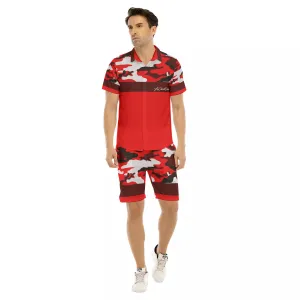 CAMOUFLAGE RED Men's Short Sleeve Shirt Sets