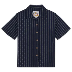 Camp Collar Shirt  - Vintage Dobby Stripes - Navy