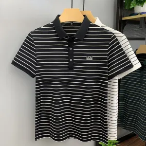 Casual Horizontal Stripe Men Polo Shirt