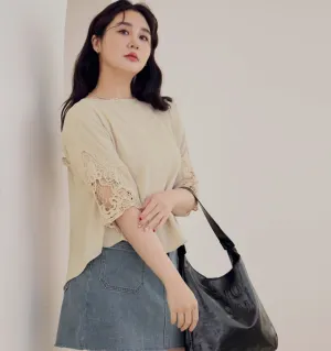 Casual Lace Sleeves Loose Blouse Top