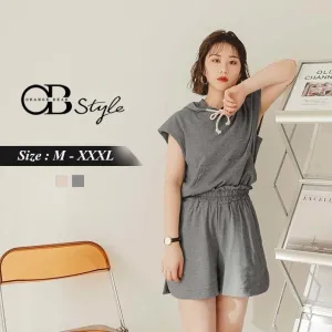 CASUAL POCKET COTTON SHORT SLEEVE HOODED TOPS