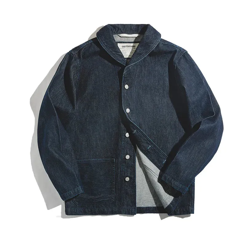 Casual Wash Denim Jacket Vintage Blue Denim Coat