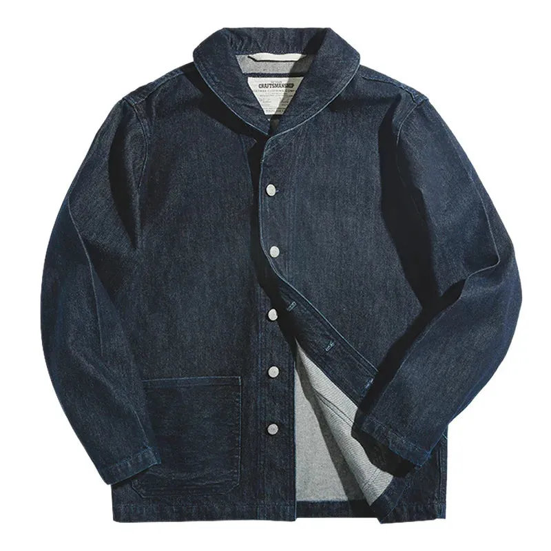 Casual Wash Denim Jacket Vintage Blue Denim Coat