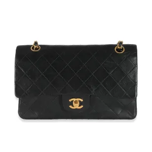 Chanel 24K Black Quilted Lambskin Medium Classic Double Flap Bag