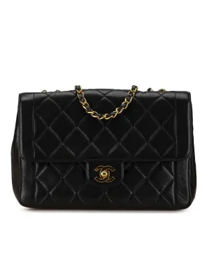 Chanel Classic Double Flap Black Lambskin Leather Shoulder Bag