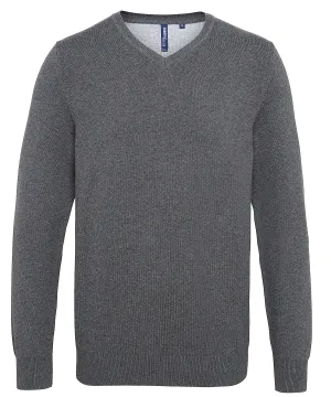 Charcoal - Men's cotton blend v-neck sweater