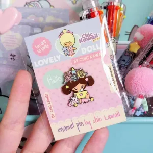 Chic Kawaii Unicorn Girl with Flowers Pin