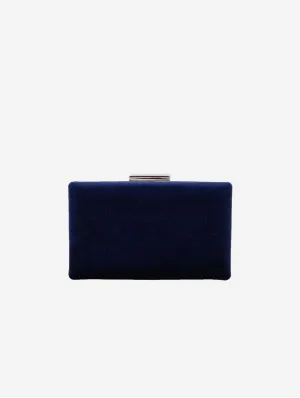 Clara Vegan Velvet Clutch | Dark Blue