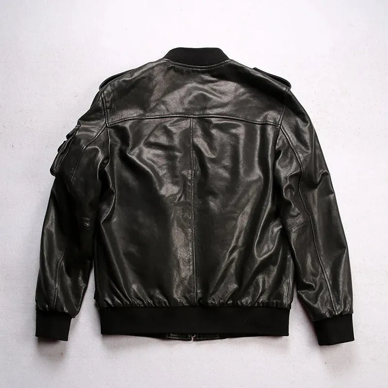 Classic Stylish Genuine Sheep Leather Jacket - Durable and Trendy