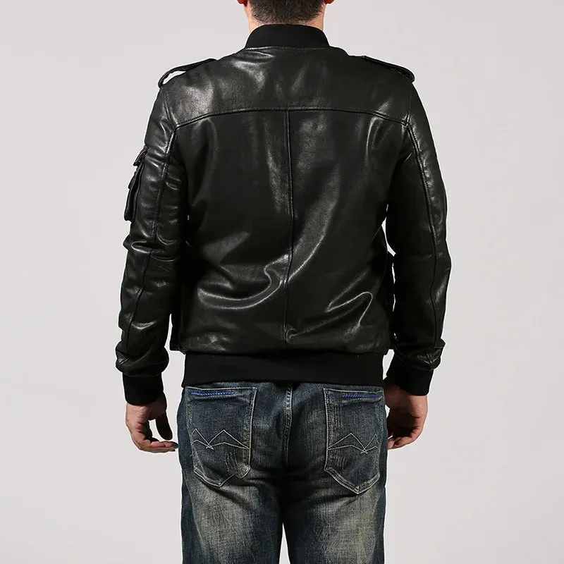 Classic Stylish Genuine Sheep Leather Jacket - Durable and Trendy