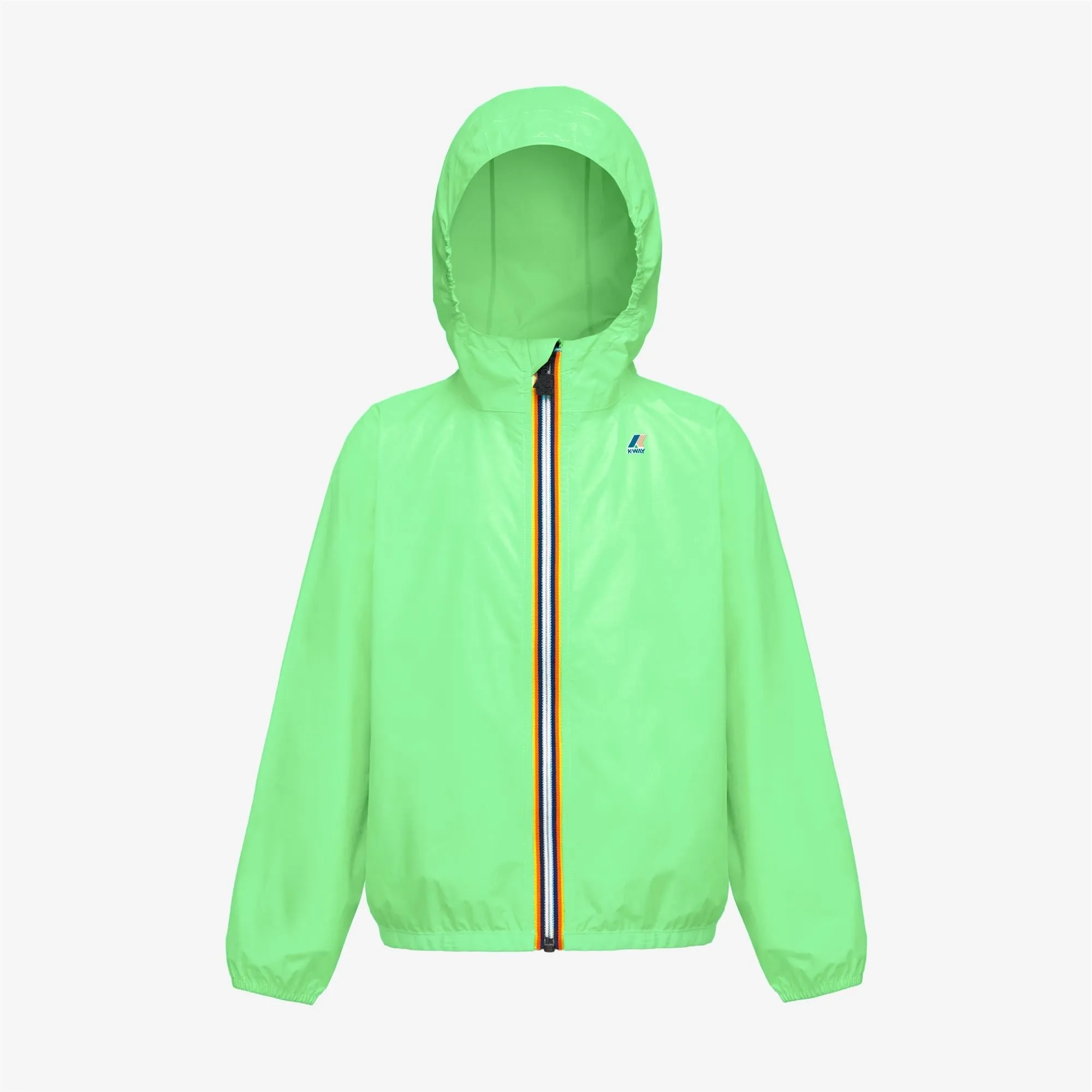 Claude - Kids Packable Full Zip Waterproof Rain Jacket in Green Fluo