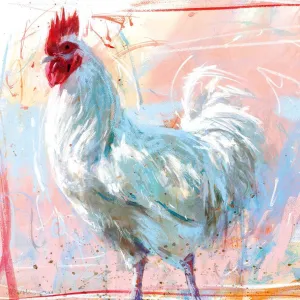 Cockerel On Pink Card