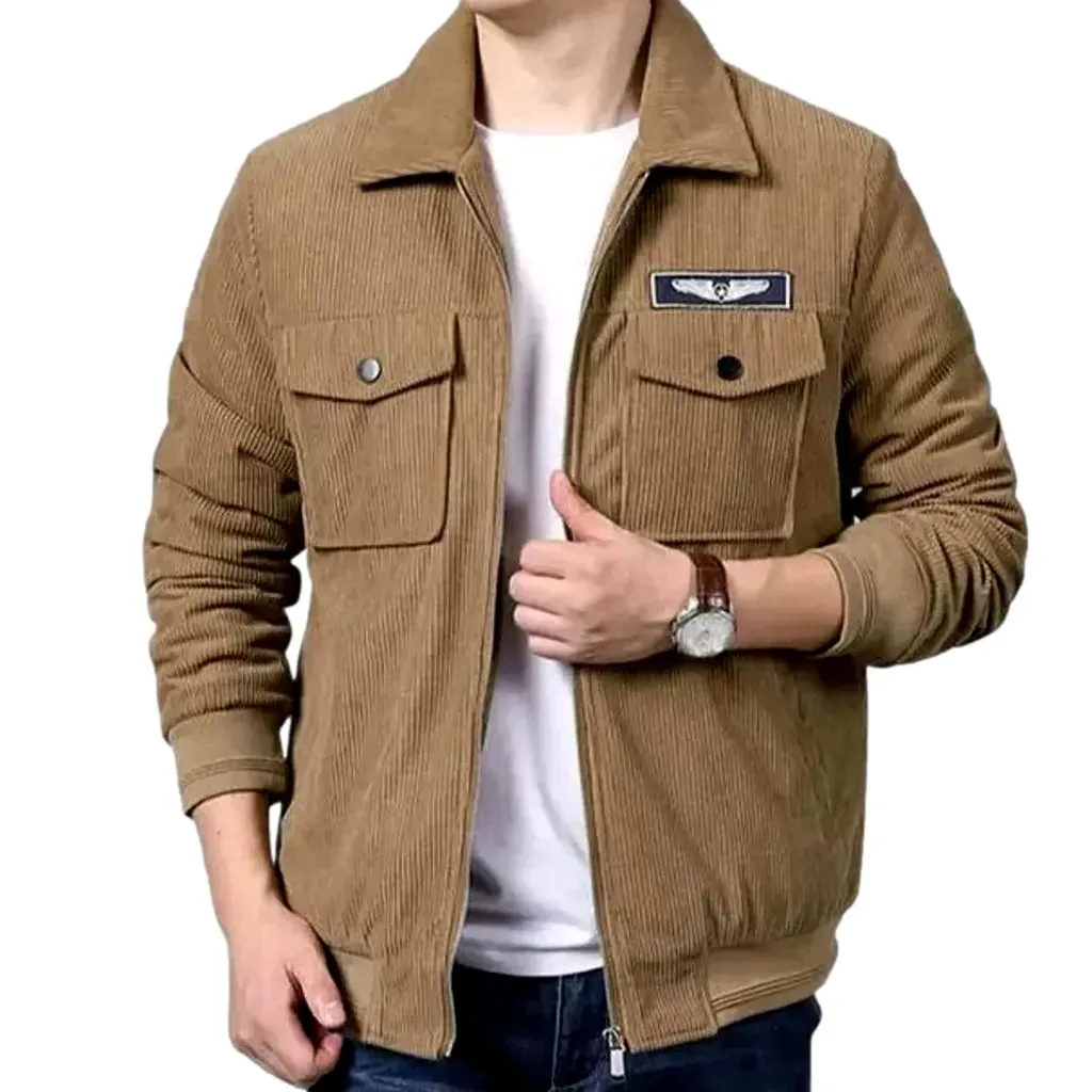 Colorful casual style men's corduroy bomber jacket