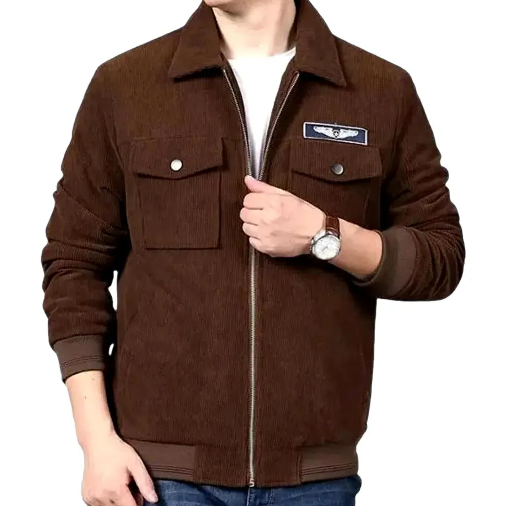 Colorful casual style men's corduroy bomber jacket