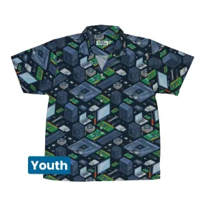 Computer Electronic Parts Dark Navy Youth Hawaiian Shirt