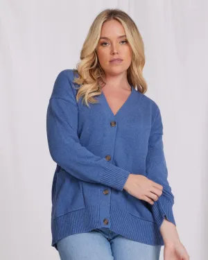 Cotton Cashmere Oversized Cardi | Harbour Blue