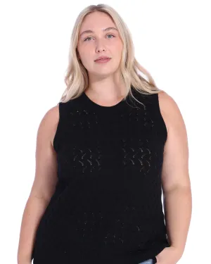 Cotton Cashmere Pointelle Tank | Black