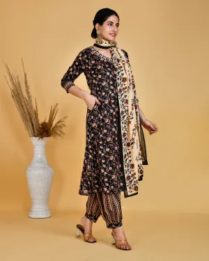 Cotton Casual Embroidered Neckline Afgani Set