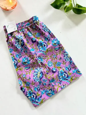 Cotton Pajama Shorts for Women with Pockets - Mystic Lavender