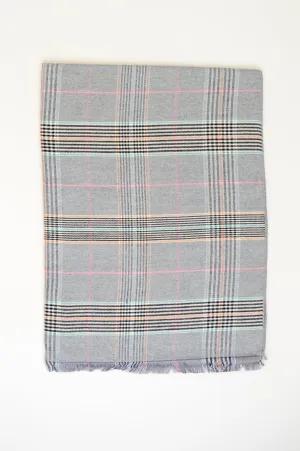 Cozy Scarf, Light Grey Tartan