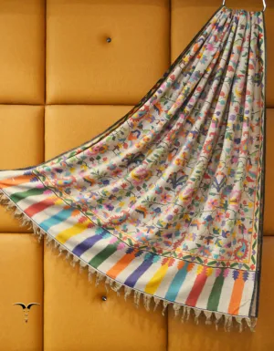 creamy white kani Gents Pashmina Shawl 7847