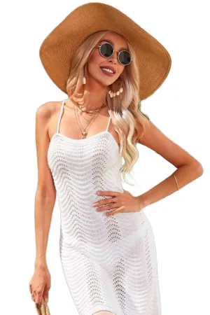 Crisscross Halter Neck Openwork Cover-Up Dress