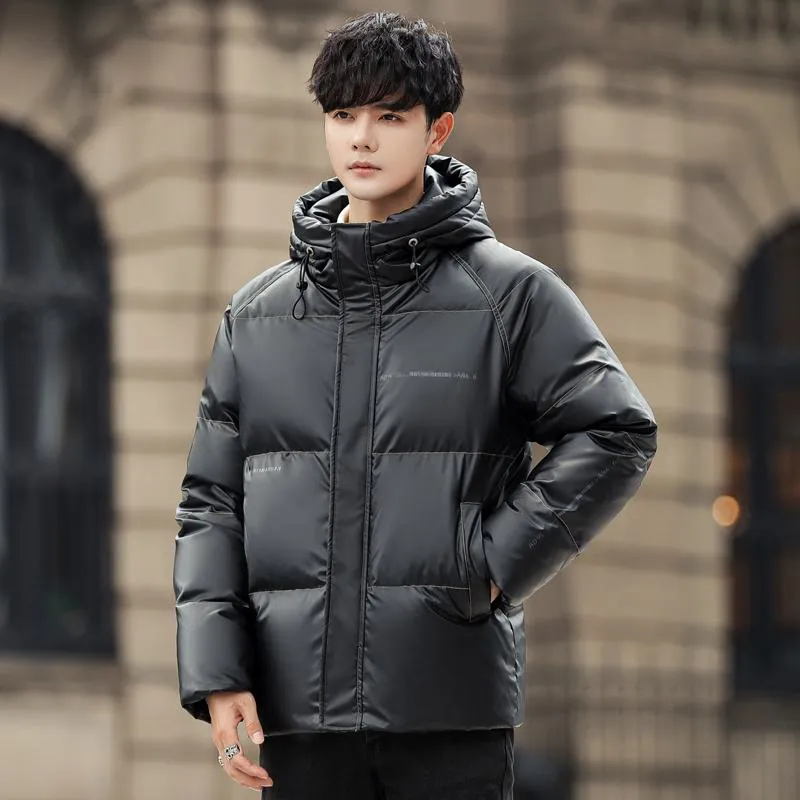 Cropped White Duck Down Loose Fit Thickened Hooded Down Jacket