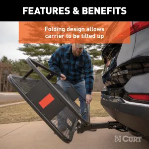 CURT 18151 60in. x 20in. Black Steel Basket Cargo Carrier (Folding 2in. Shank; 500 lbs.)