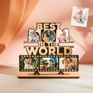 Custom Best Mom in the World Photo Wooden Plaque