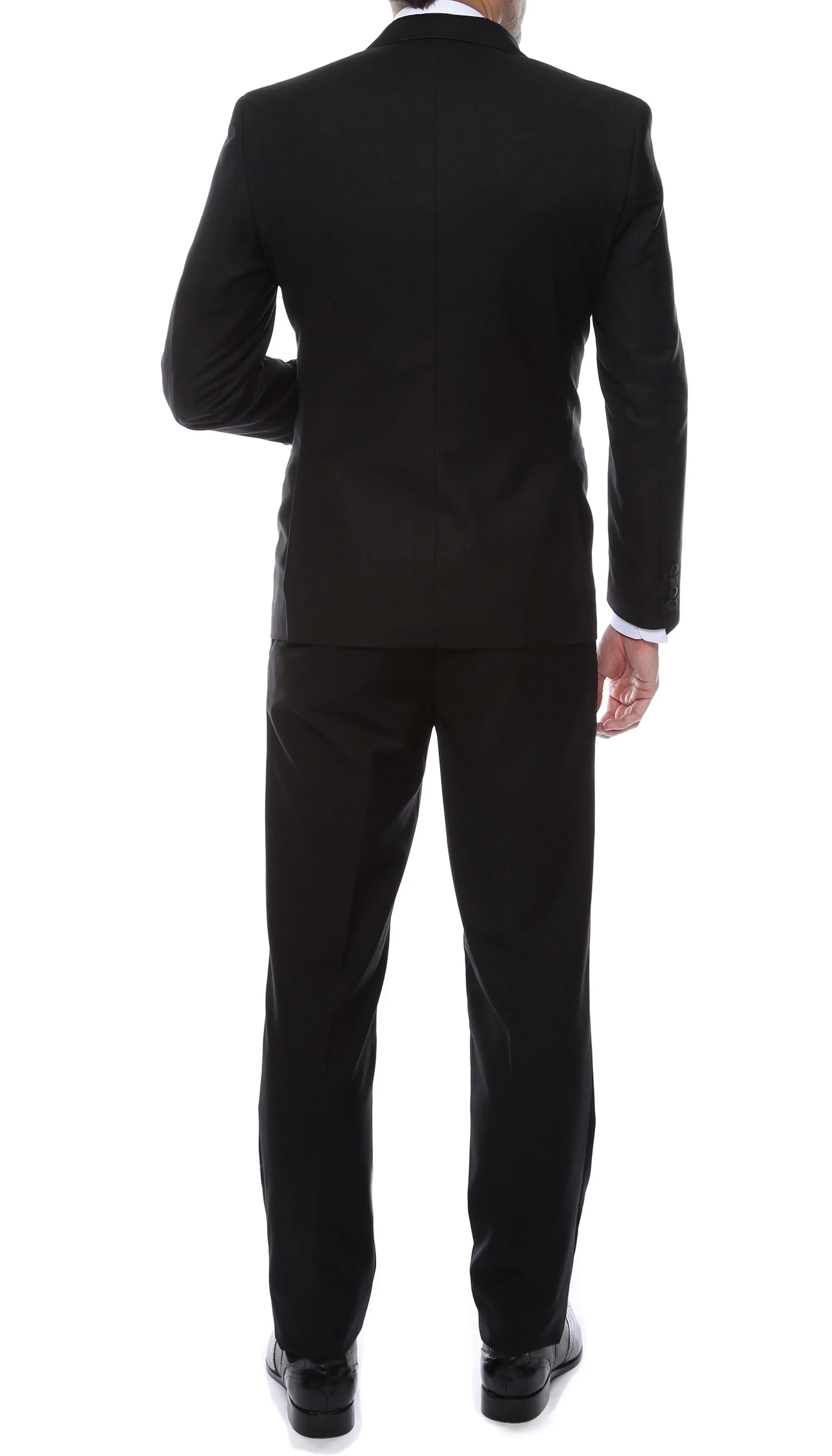 Debonair Black Slim Fit Peak Lapel 2 Piece Tuxedo Suit Set