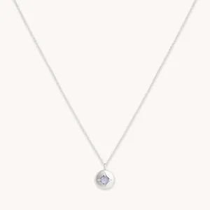 December Tanzanite Birthstone Necklace in Solid White Gold