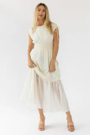 Delia Ivory Textured Maxi Dress