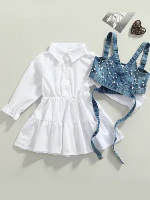 Delicate Dream Dress And Denim Vest Set