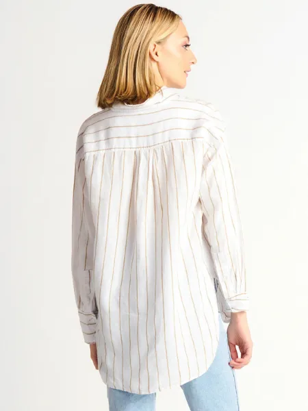 Dex Button Front Oversized Linen Shirt