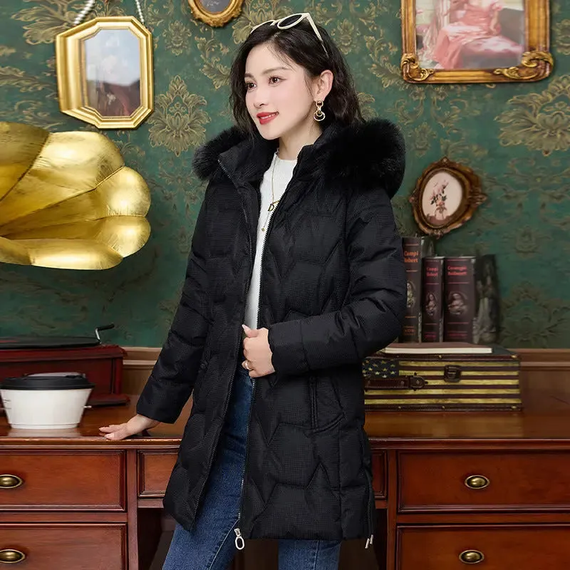 Down Cotton-padded Coat For Women Mid-length