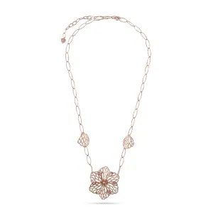 Elegant Rose Gold Flower Silver Necklace - From Purl