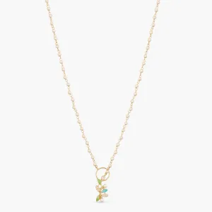 Eriha Pearl CZ Green Leaf Necklace