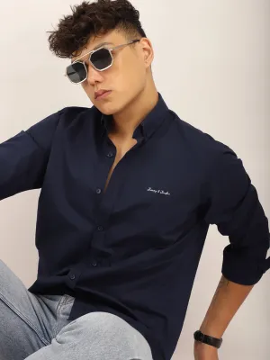 Fabric Pepar Cotton Classic Navy Full Sleeve Shirt