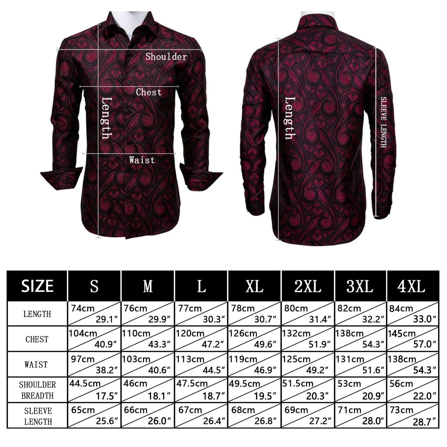 Fashion Black Deep Blue Paisley Silk Men's Long Sleeve Shirt