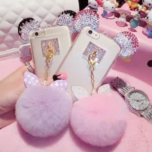 Fashion Crystal Mice Ear Case For iPhone