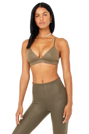 Faux Leather Airbrush Splendor Bra - Hot Cocoa