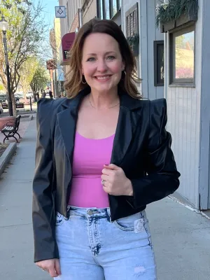 Faux Leather Bold Blazer